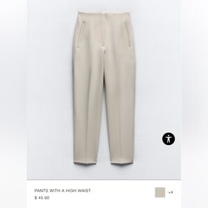 Zara high waist off-white work pants (Medium)